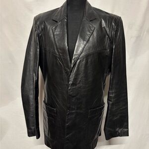 Vintage Men's Black Genuine Leather Blazer